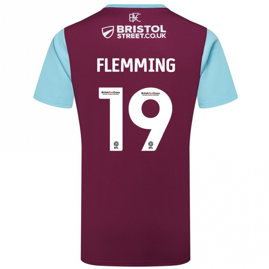 Hombre Fútbol Camiseta Zian Flemming #19 Borgoña Azul Cielo 1ª Equipación 2024/25 México