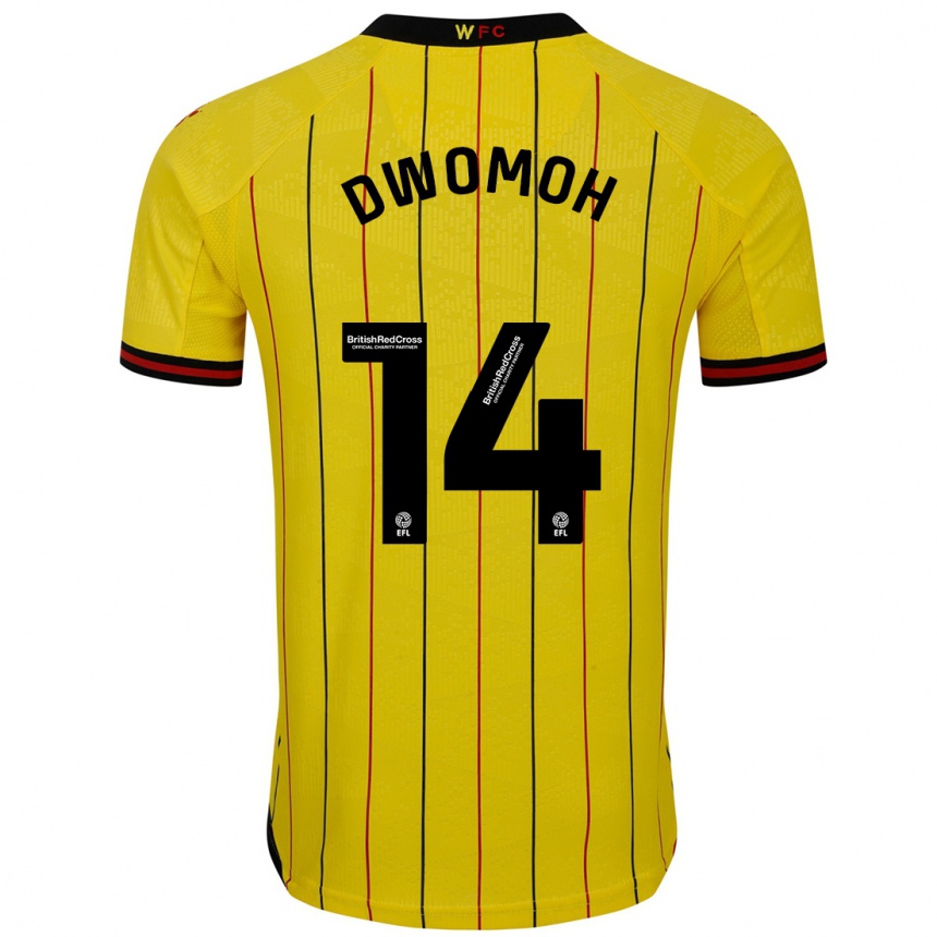 Hombre Fútbol Camiseta Pierre Dwomoh #14 Amarillo Negro 1ª Equipación 2024/25 México