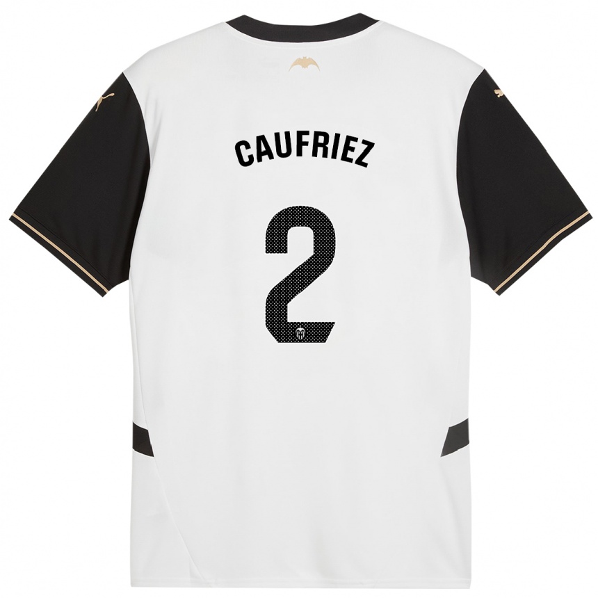 Hombre Fútbol Camiseta Maximiliano Caufriez #2 Blanco Negro 1ª Equipación 2024/25 México