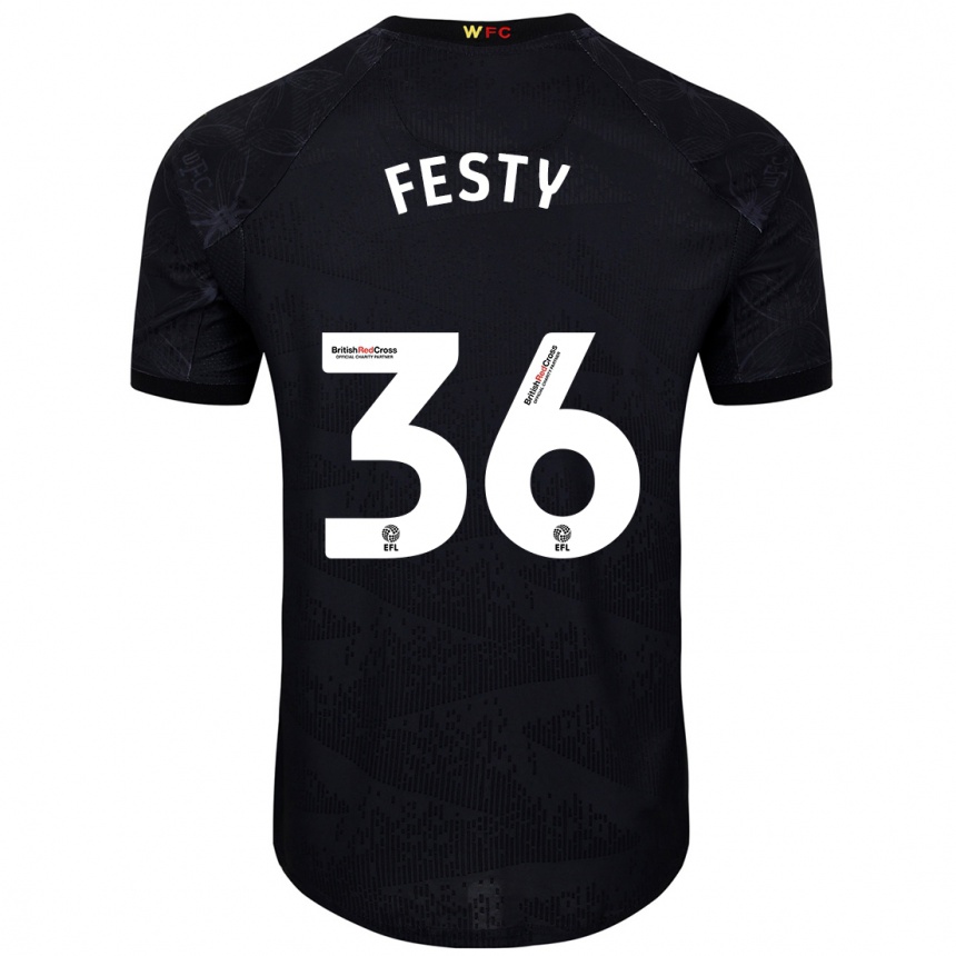 Hombre Fútbol Camiseta Festy Ebosele #36 Negro Blanco 2ª Equipación 2024/25 México