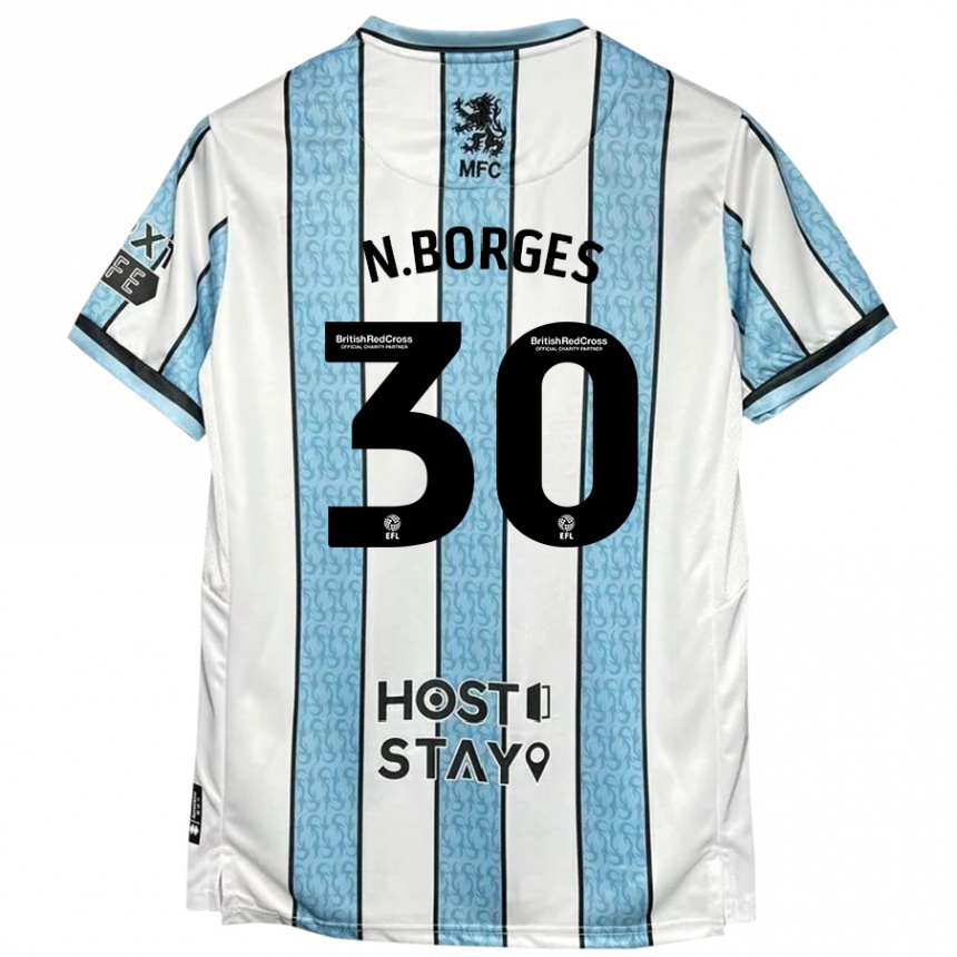 Hombre Fútbol Camiseta Neto Borges #30 Blanco Azul 2ª Equipación 2024/25 México