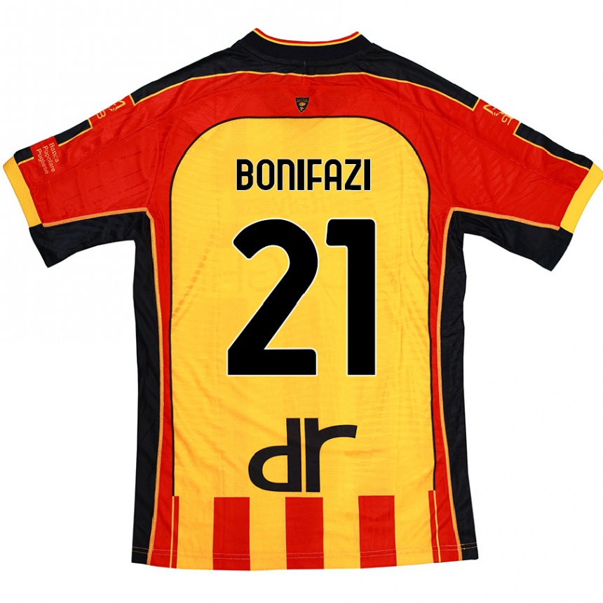 Mujer Fútbol Camiseta Kevin Bonifazi #21 Amarillo Rojo 1ª Equipación 2024/25 México